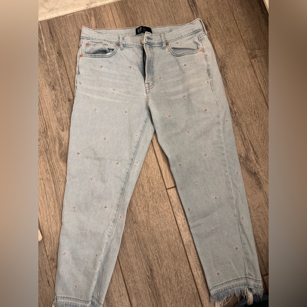 GAP Light Blue Women's Skinny Jeans with Embroidery